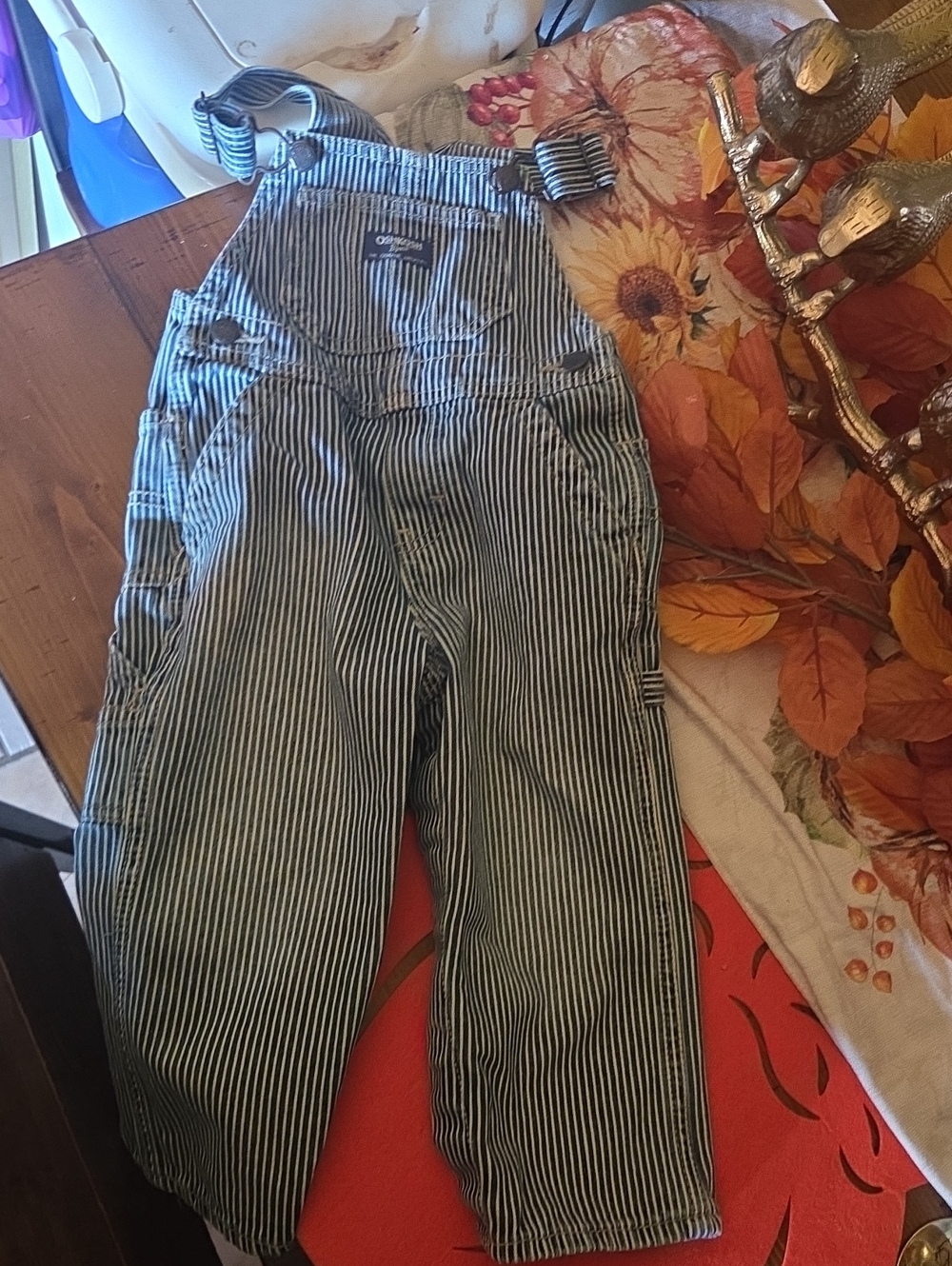 Vintage OshKosh B'gosh Striped Railroad Overalls in Navy & White